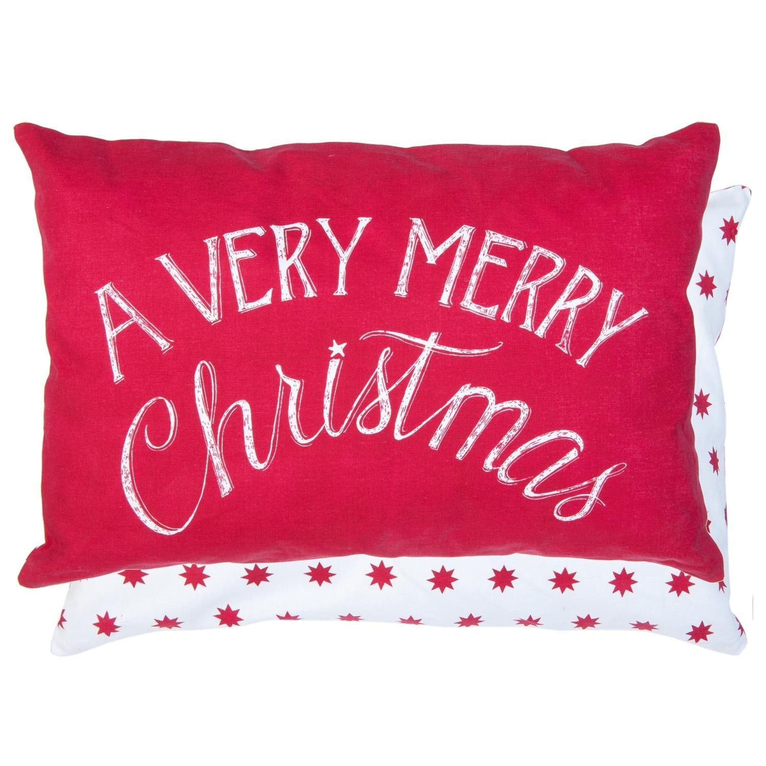 Červený povlak na polštář Merry Christmas- 35*50 cm Clayre & Eef - LaHome - vintage dekorace