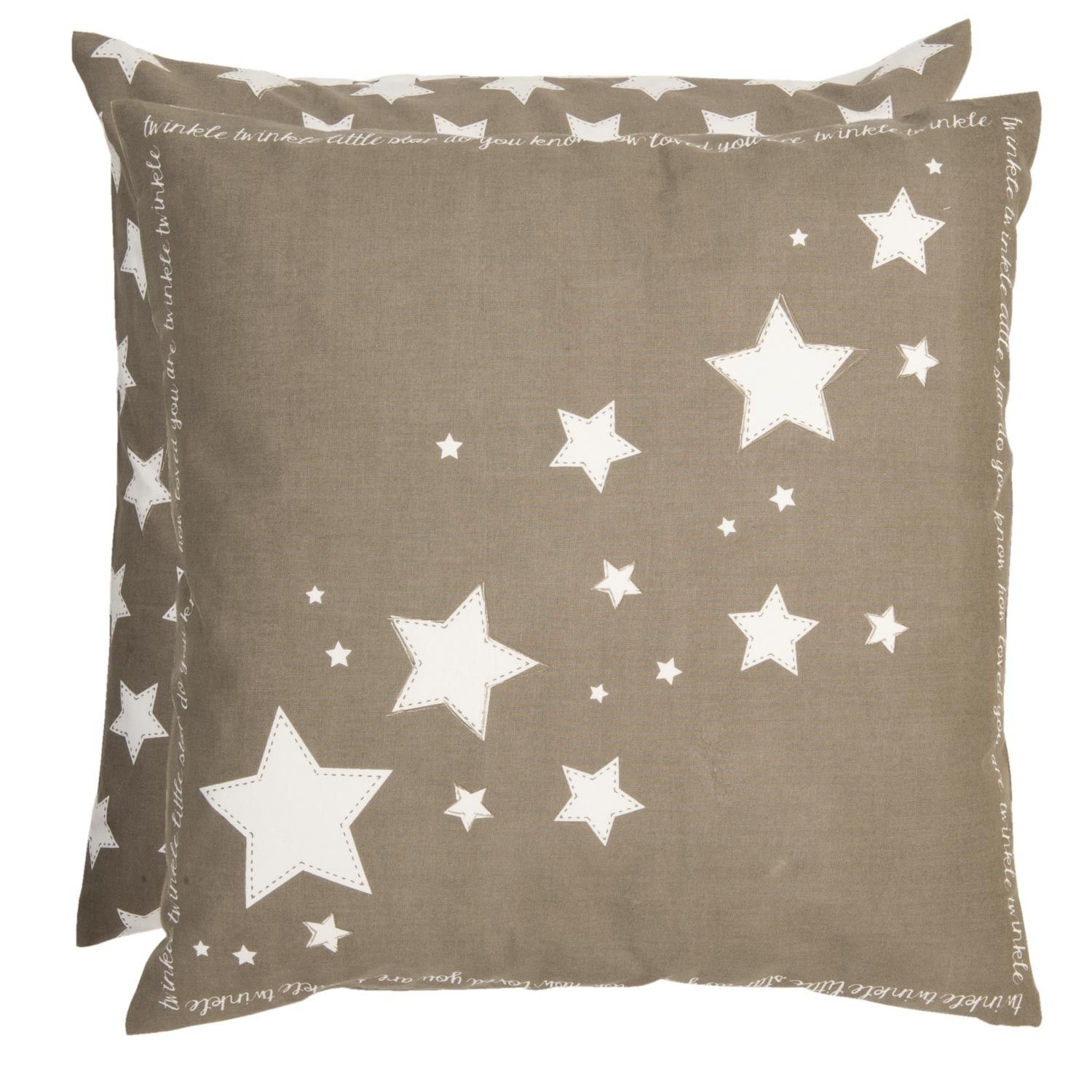 Hnědý bavlněný povlak na polštář s hvězdami - 50*50 cm Clayre & Eef - LaHome - vintage dekorace