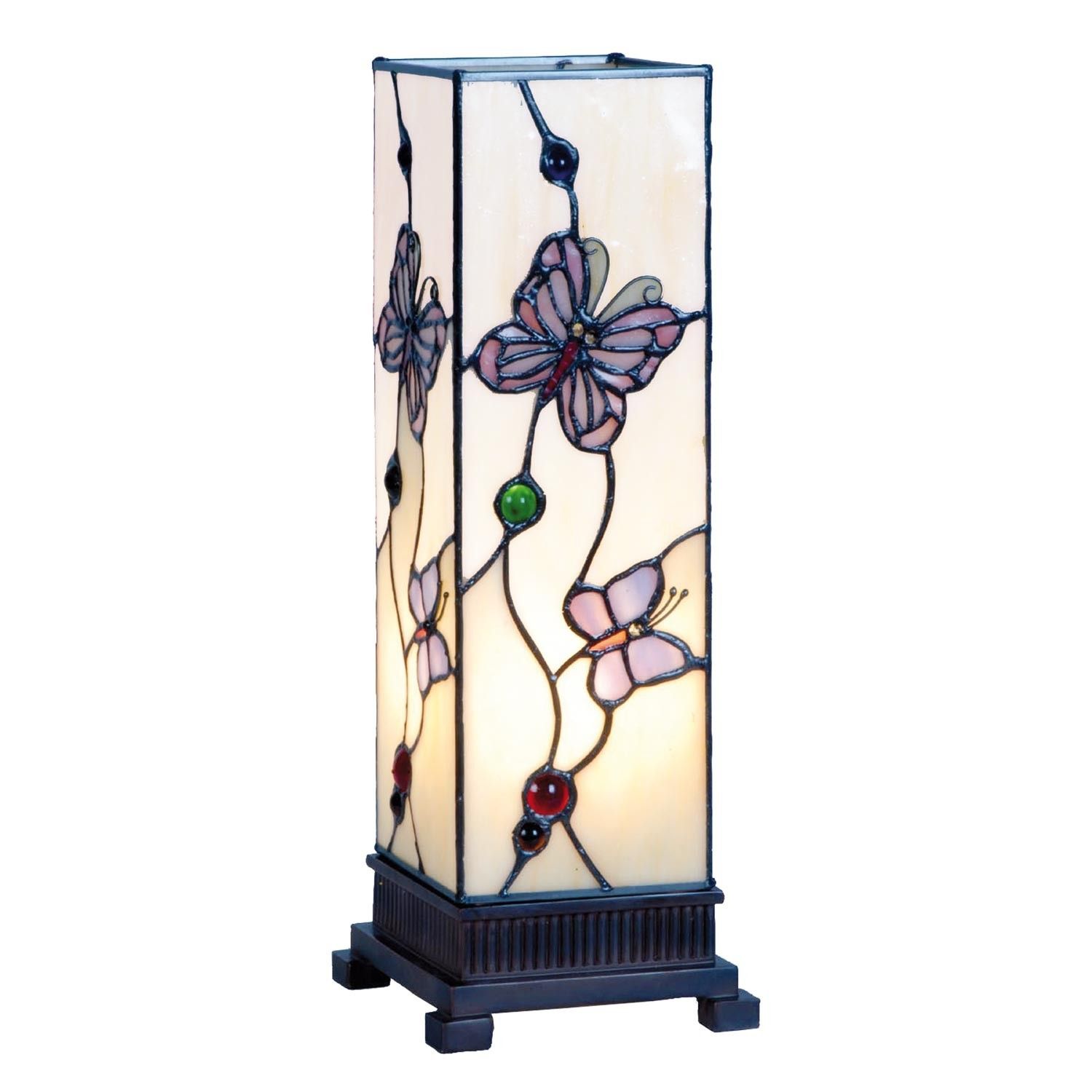 Stolní lampa Tiffany Butterfly Garden - 12.5*35 cm  Clayre & Eef - LaHome - vintage dekorace