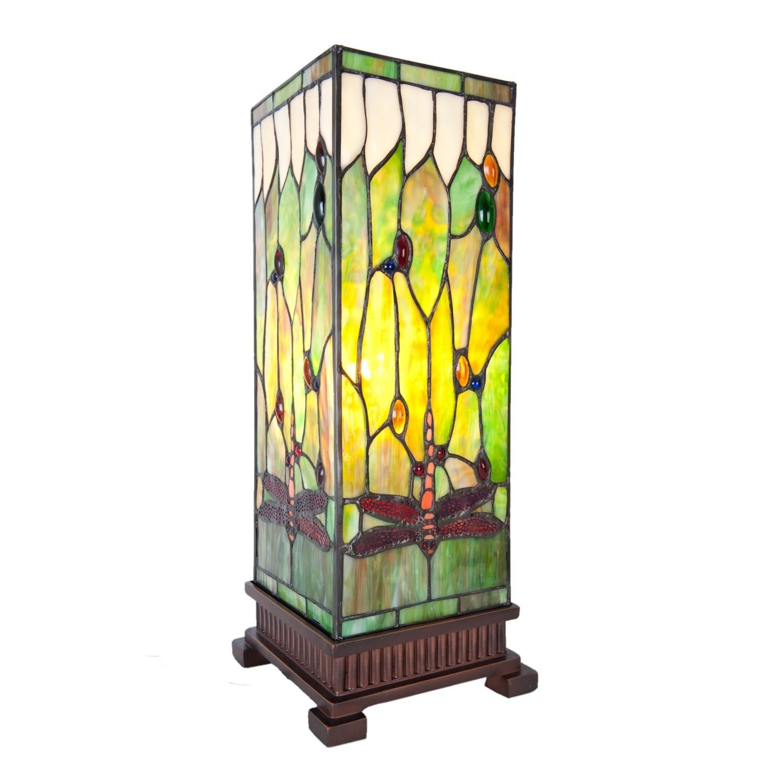 Stolní lampa Tiffany Dragonfly square Clayre & Eef - LaHome - vintage dekorace