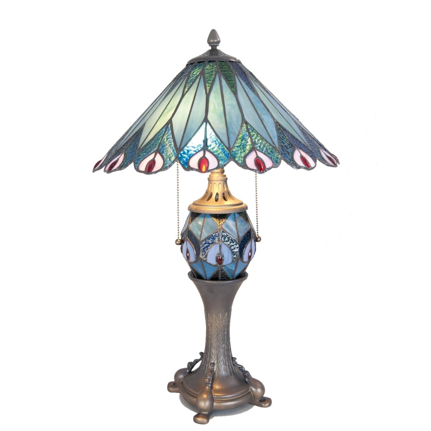 Stolní lampa Tiffany Peacock - Ø 40*68 cm Clayre & Eef - LaHome - vintage dekorace