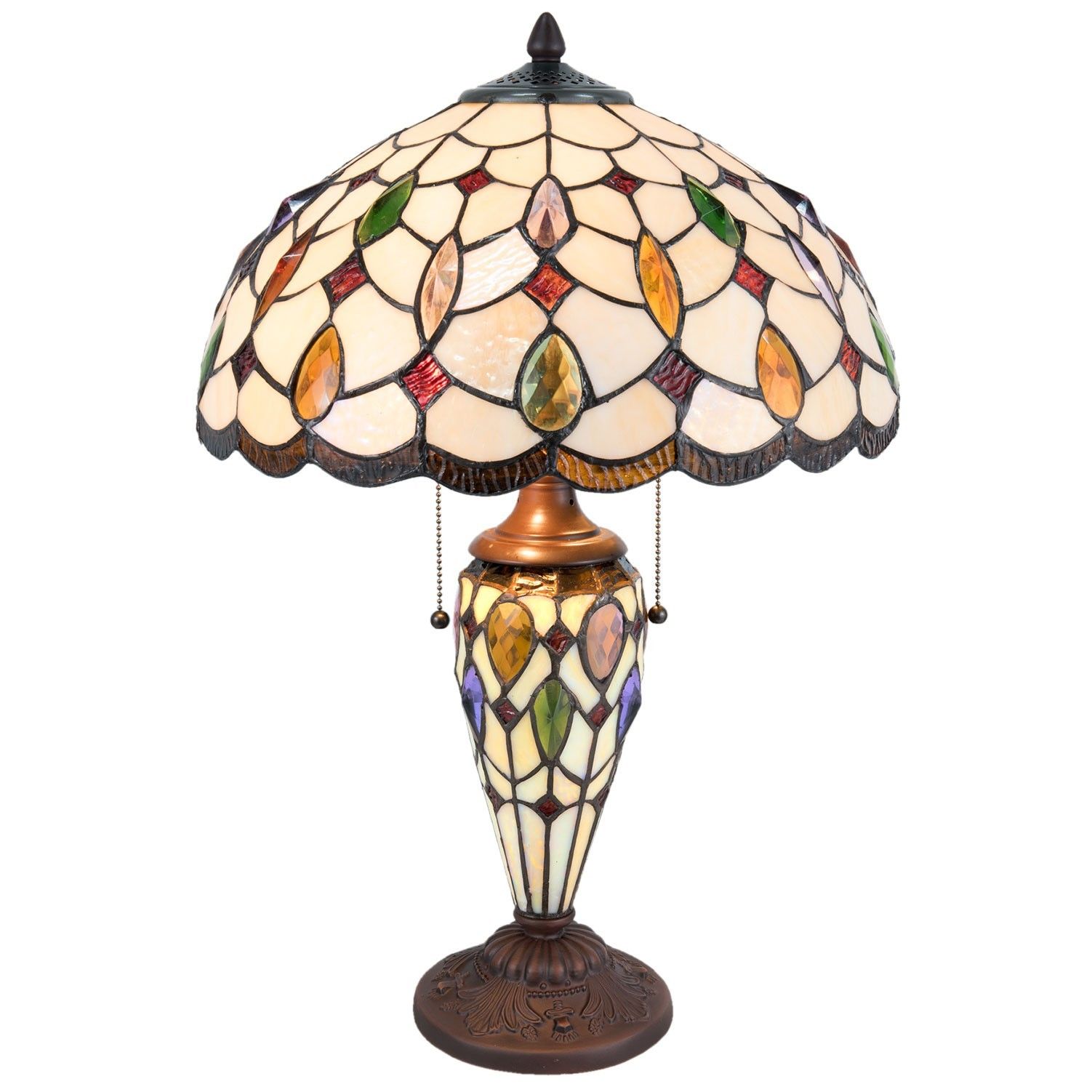 Stolní lampa Tiffany Sun stones - 40*60cm 2x E27/60W Clayre & Eef - LaHome - vintage dekorace