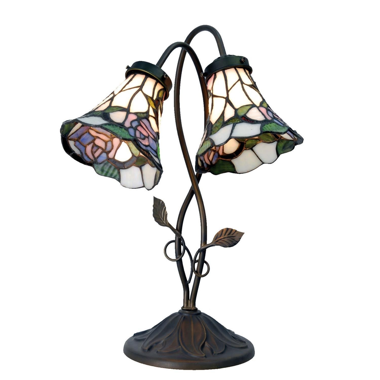 Stolní lampa Tiffany Two roses Clayre & Eef - LaHome - vintage dekorace