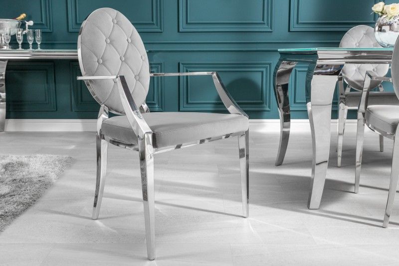 LuxD Designová židle Rococo II šedá s opěrkami - Estilofina-nabytek.cz