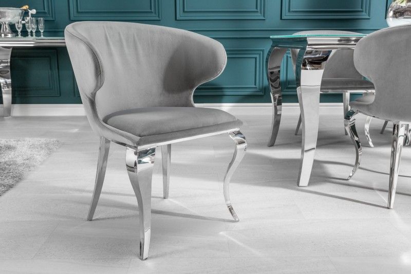LuxD Designová židle Rococo II šedý samet - Estilofina-nabytek.cz