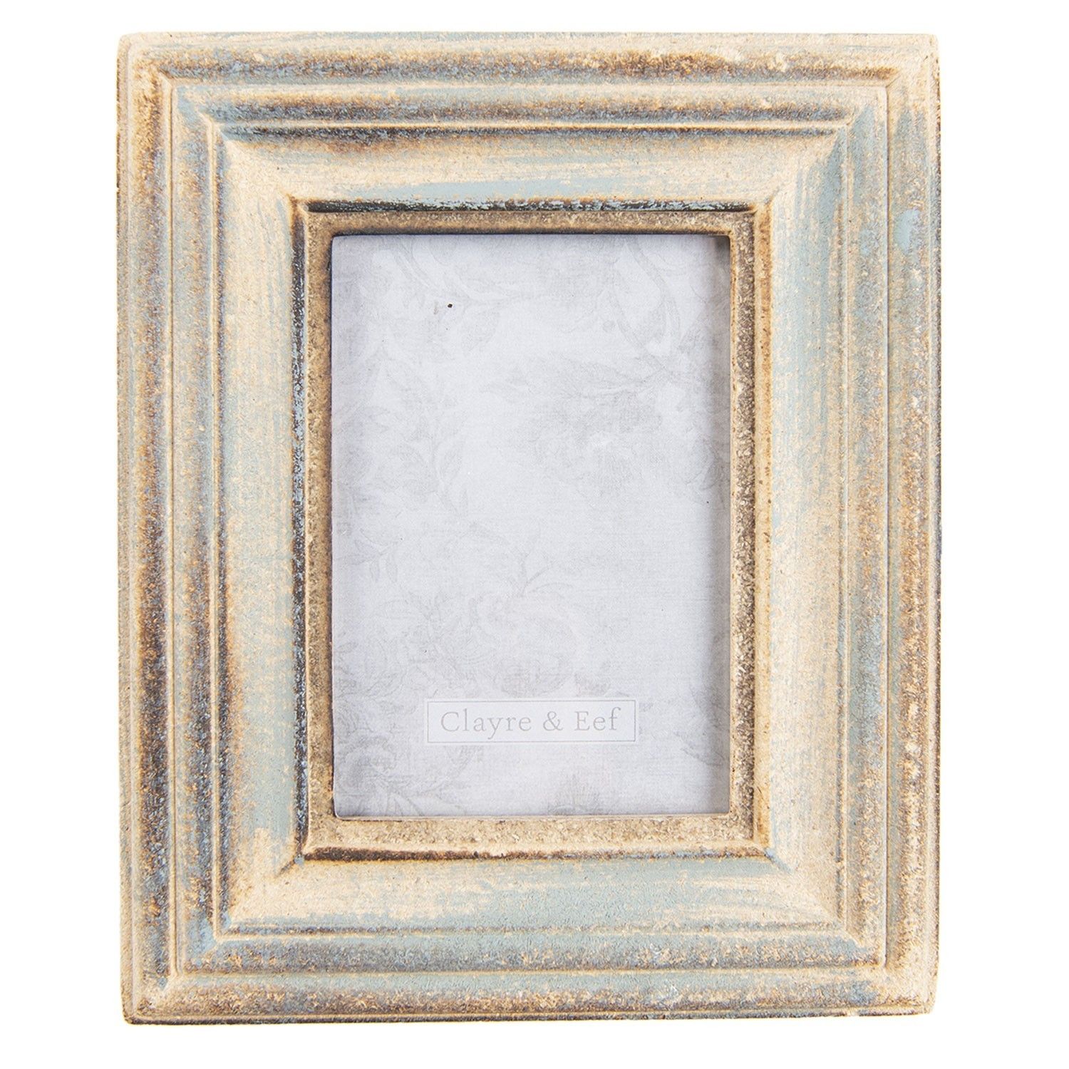 Dřevěný fotorámeček s modrou patinou - 15*2*19 cm / 9*13 cm Clayre & Eef - LaHome - vintage dekorace