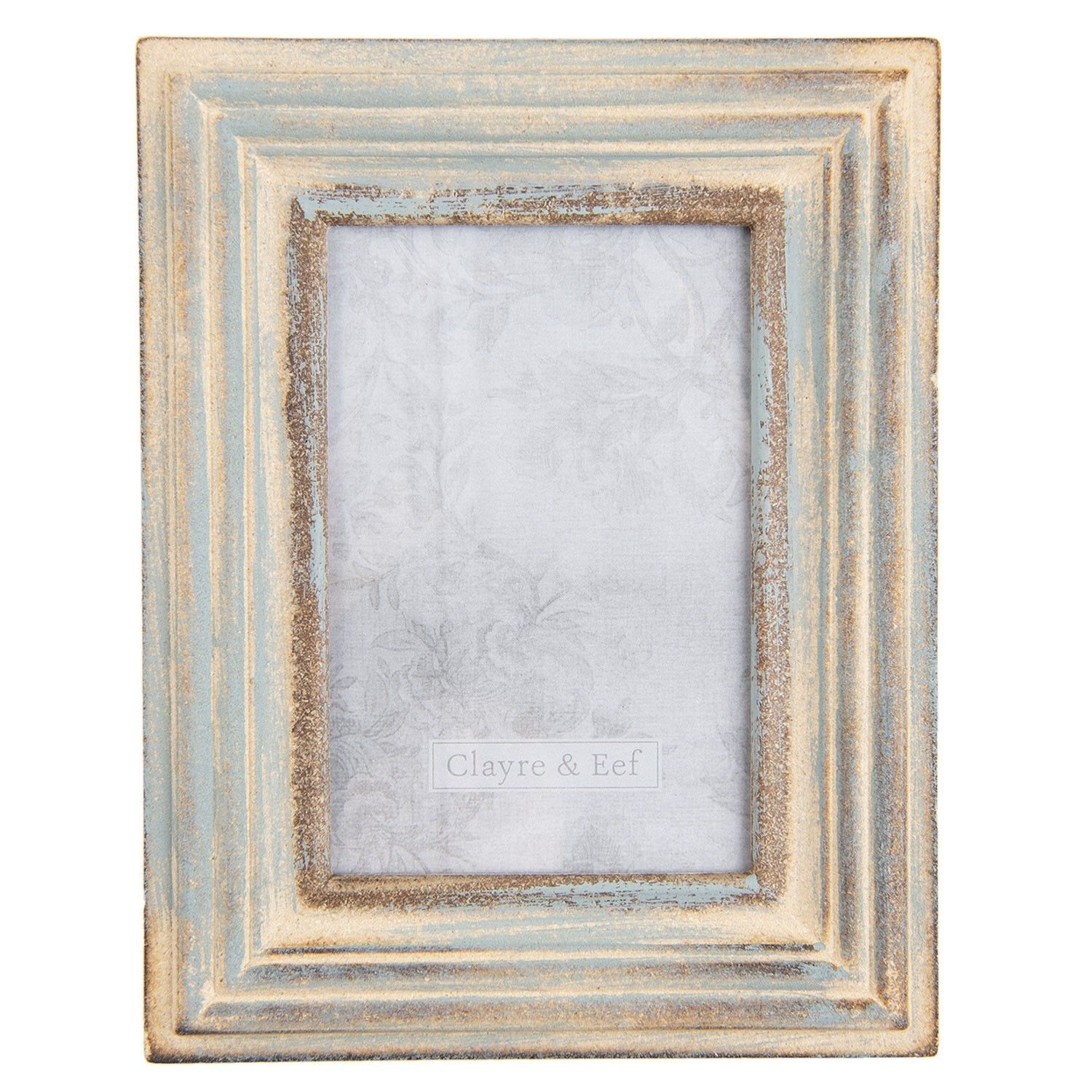 Dřevěný fotorámeček s modrou patinou - 17*2*22 cm / 10*15 cm Clayre & Eef - LaHome - vintage dekorace