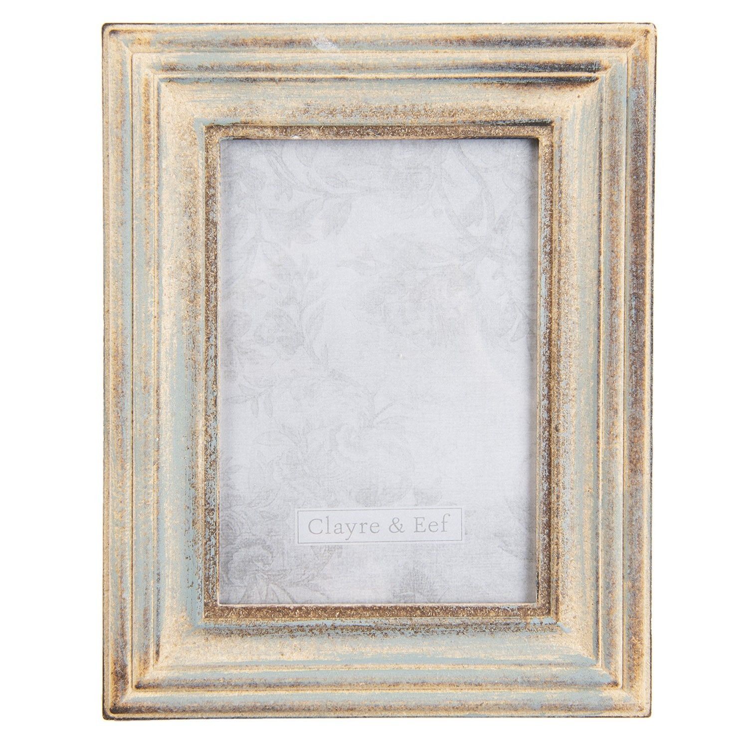 Dřevěný fotorámeček s modrou patinou - 19*2*24 cm / 13*18 cm Clayre & Eef - LaHome - vintage dekorace