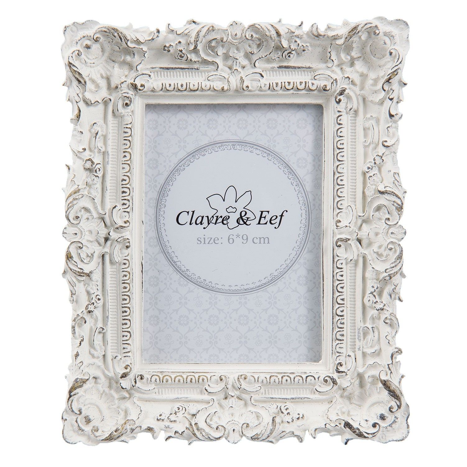 Fotorámeček bílý s patinou - 10*2*12 cm / 6*9 cm Clayre & Eef - LaHome - vintage dekorace