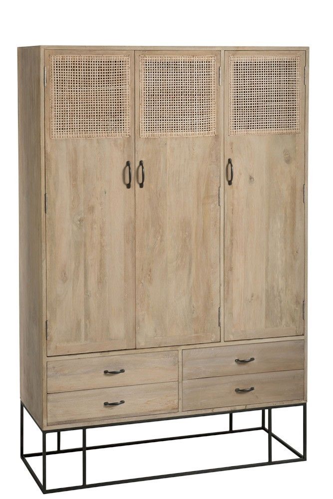 Dřevěná skříň se dveřmi a šuplíky Woven - 115*45*175cm J-Line by Jolipa - LaHome - vintage dekorace