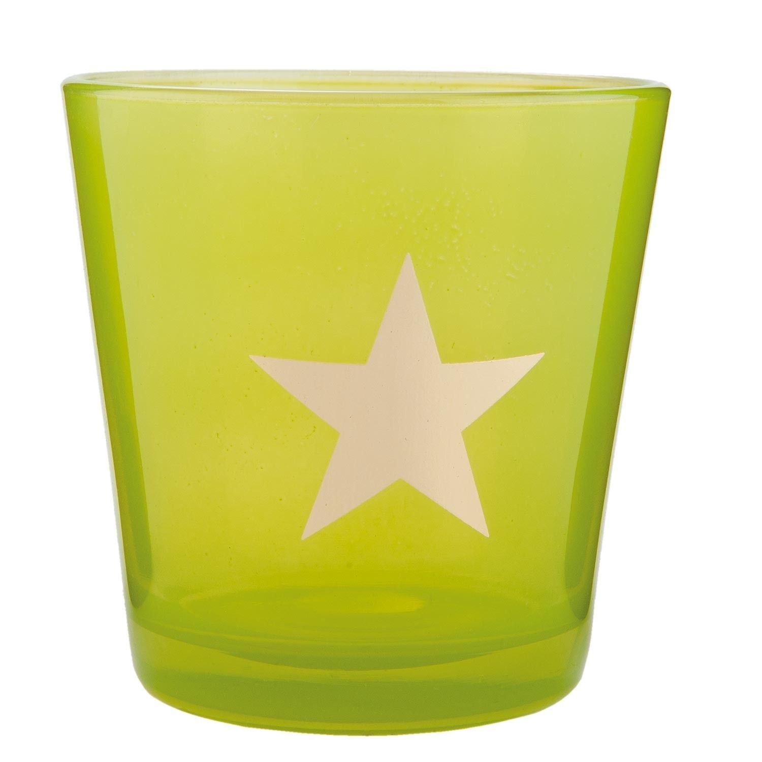 Zelený svícen na čajovou svíčku s hvězdou - Ø 10*10 cm   Clayre & Eef - LaHome - vintage dekorace