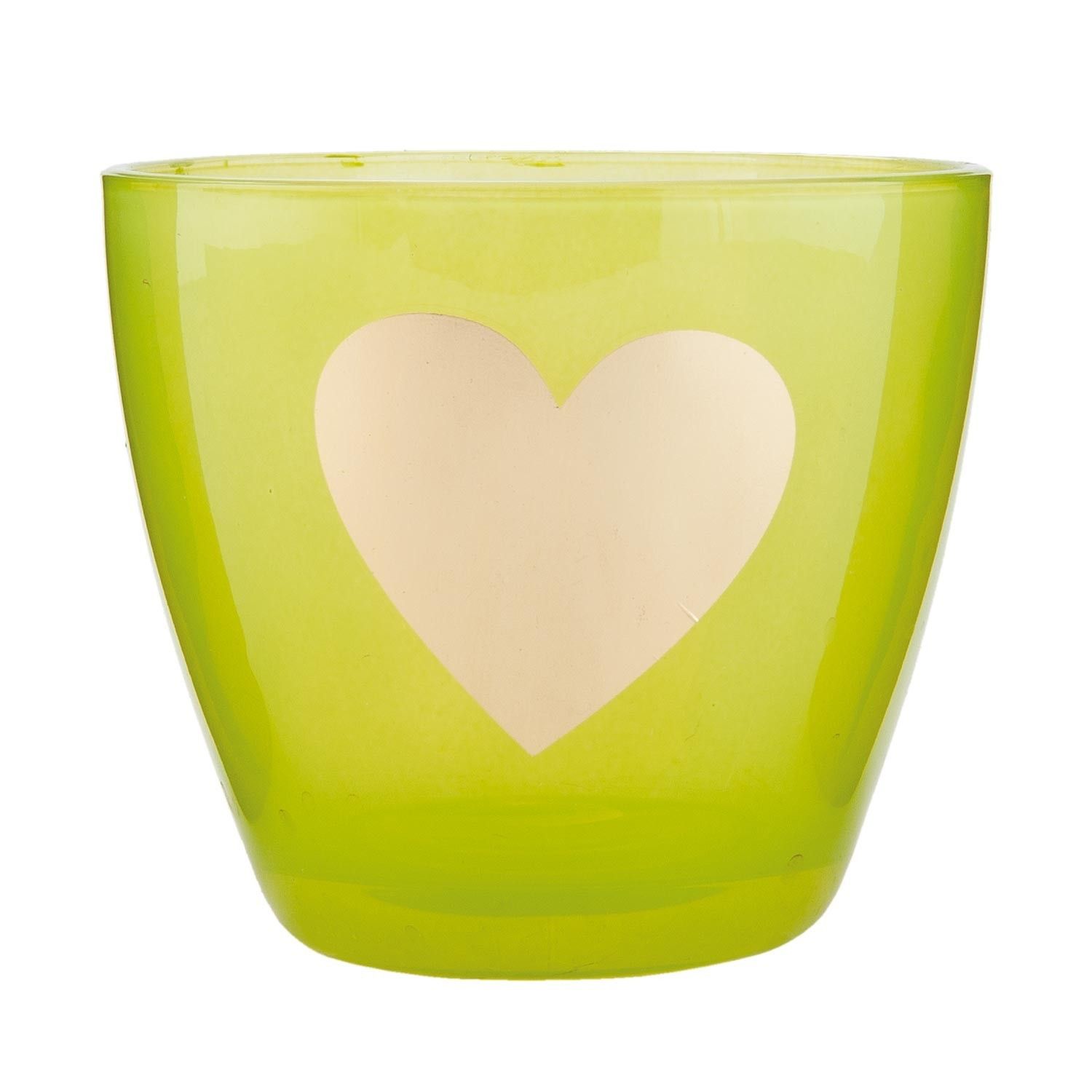Zelený svícen na čajovou svíčku se srdíčkem - Ø 9*8 cm   Clayre & Eef - LaHome - vintage dekorace