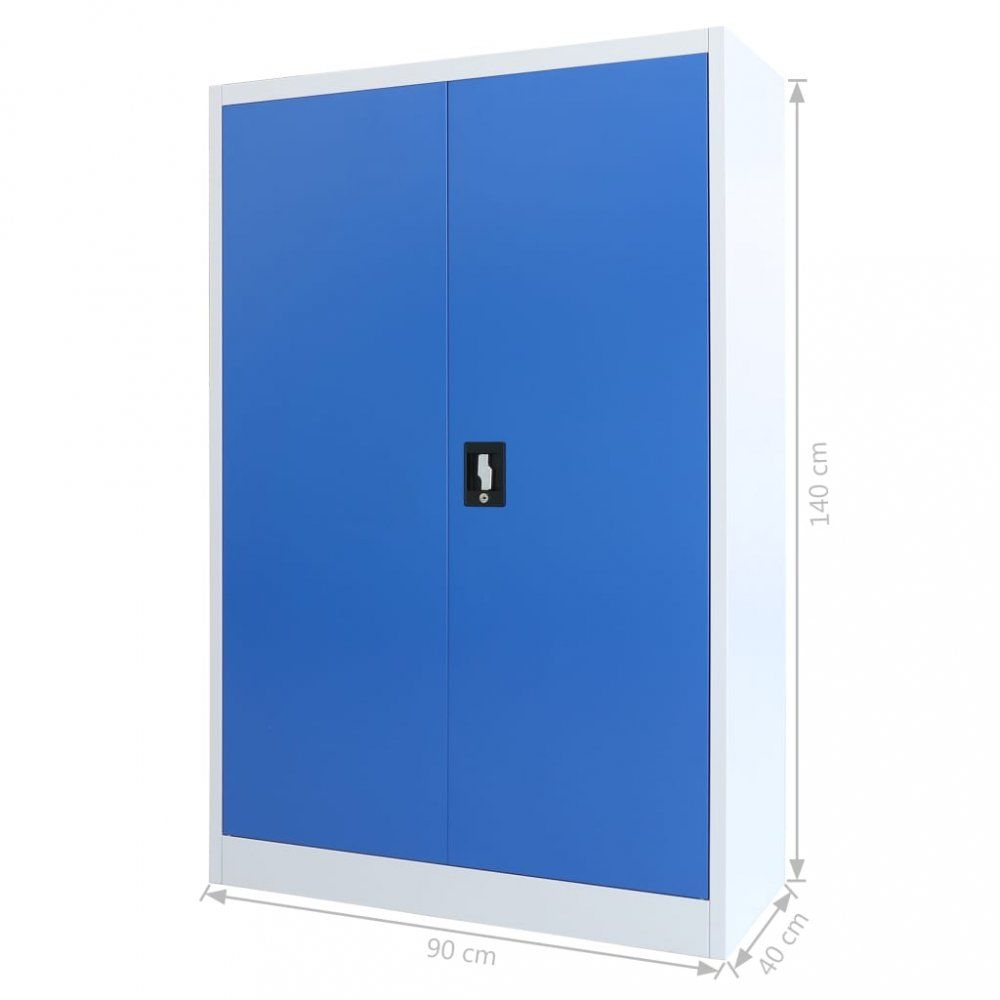 Kancelářská skříň šedá / modrá Dekorhome 90x40x140cm - DEKORHOME.CZ