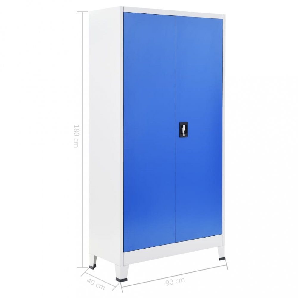 Kancelářská skříň šedá / modrá Dekorhome 90x40x180cm - DEKORHOME.CZ