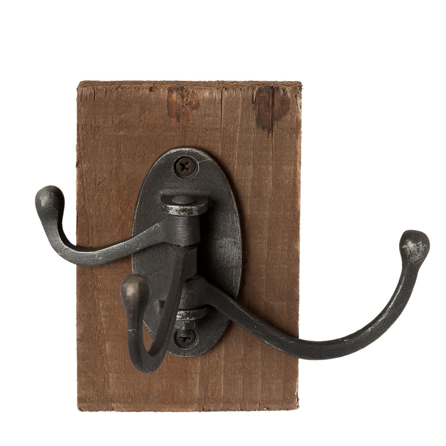 Černý kovový háček s dřevěnou deskou -  8*12*13 cm Clayre & Eef - LaHome - vintage dekorace