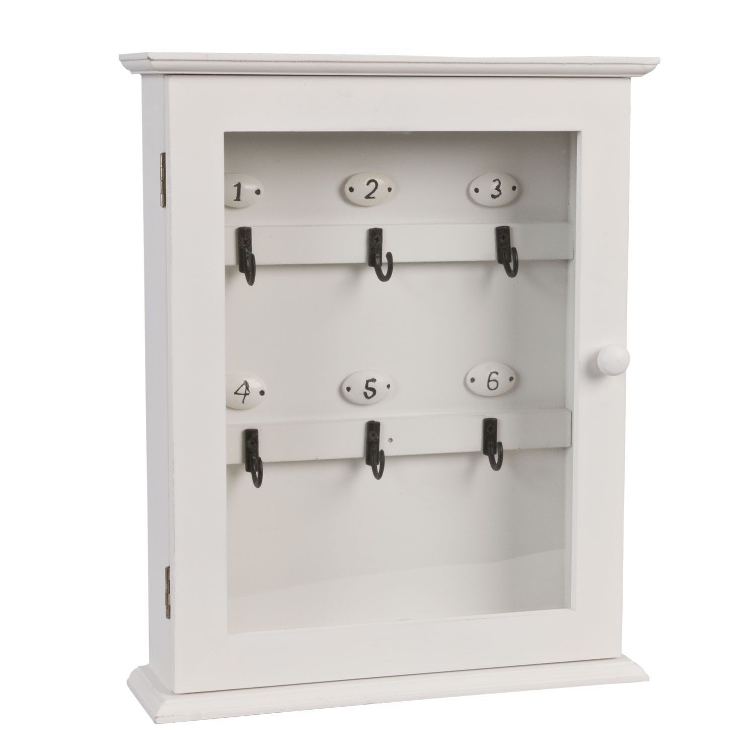 Bílá dřevěná skříňka na klíče - 25*7*31 cm Clayre & Eef - LaHome - vintage dekorace