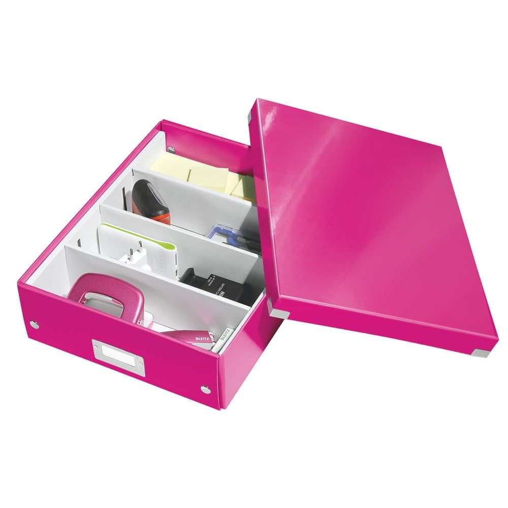 Růžový kartonový úložný box s víkem 28x37x10 cm Click&Store – Leitz - Bonami.cz