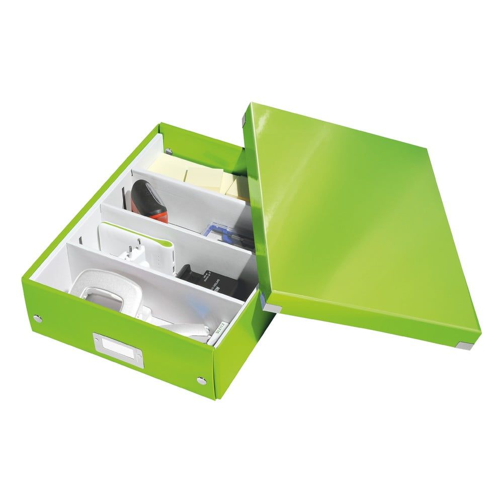 Zelený kartonový úložný box s víkem 28x37x10 cm Click&Store – Leitz - Bonami.cz