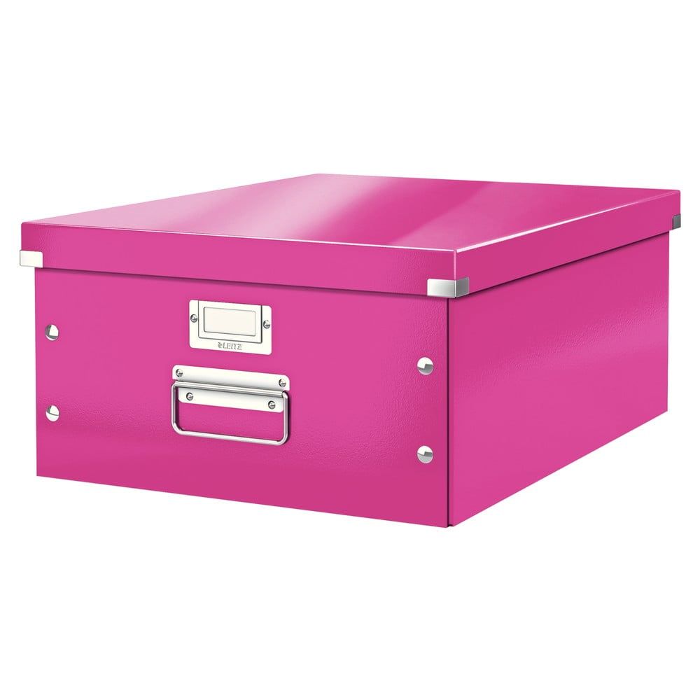 Růžový kartonový úložný box s víkem 37x48x20 cm Click&Store – Leitz - Bonami.cz