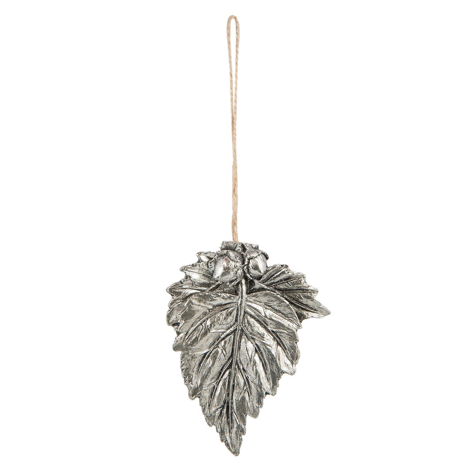 Závěsná dekorace stříbrný list - 8*1*10 cm Clayre & Eef - LaHome - vintage dekorace