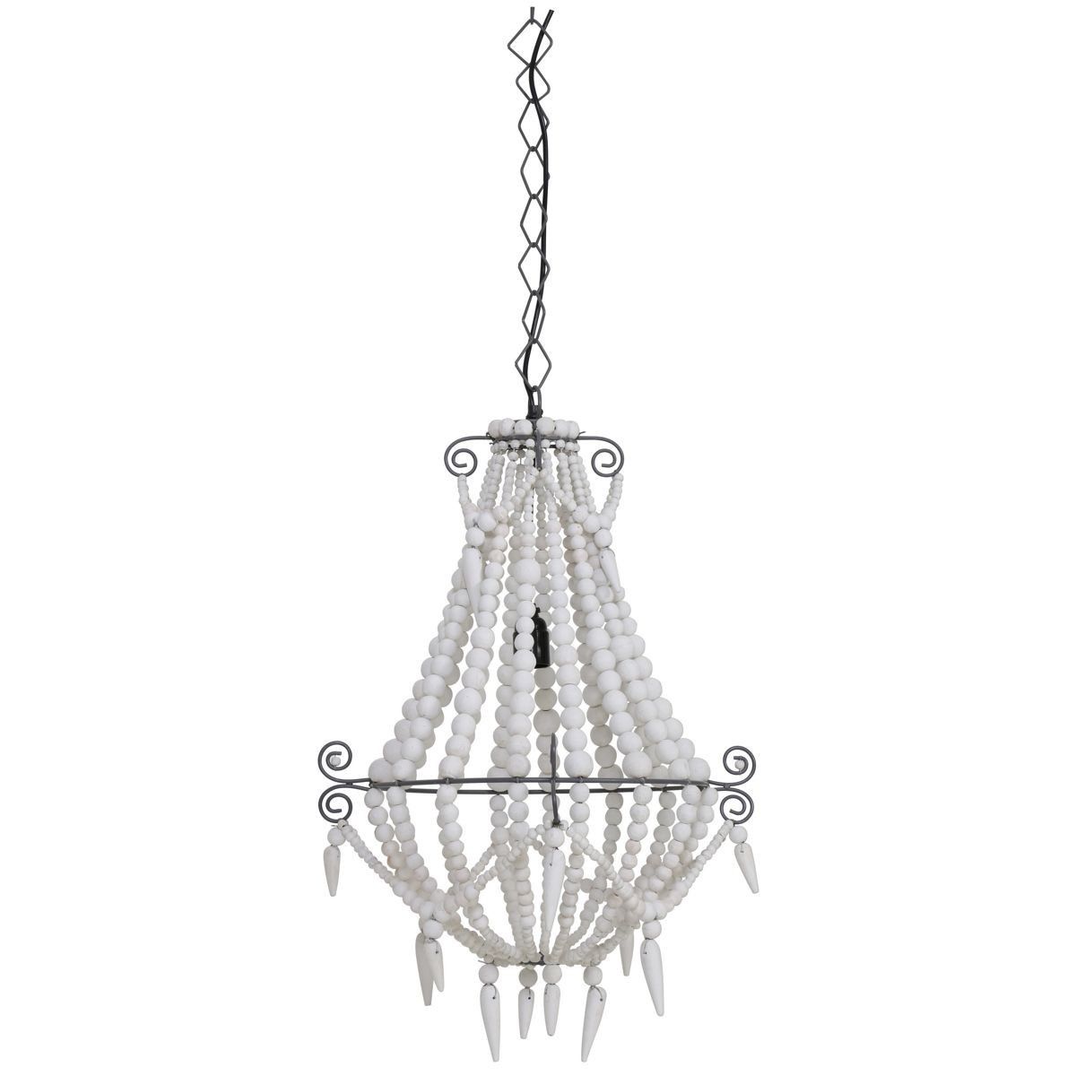 Závěsné světlo Lyna dřevěné bílé korálky - Ø42*56 cm Light & Living - LaHome - vintage dekorace