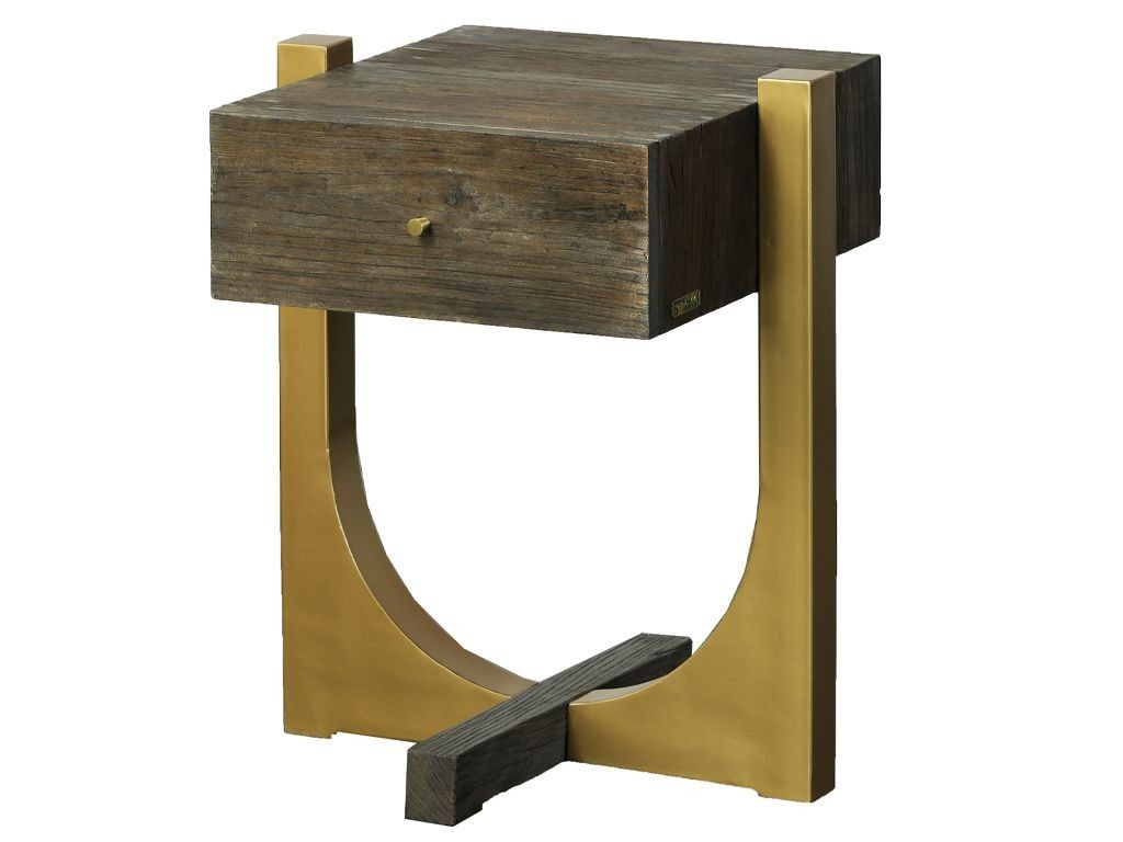 Kovový dřevěný noční stolek Goldy- 51*45*61 cm - LaHome - vintage dekorace