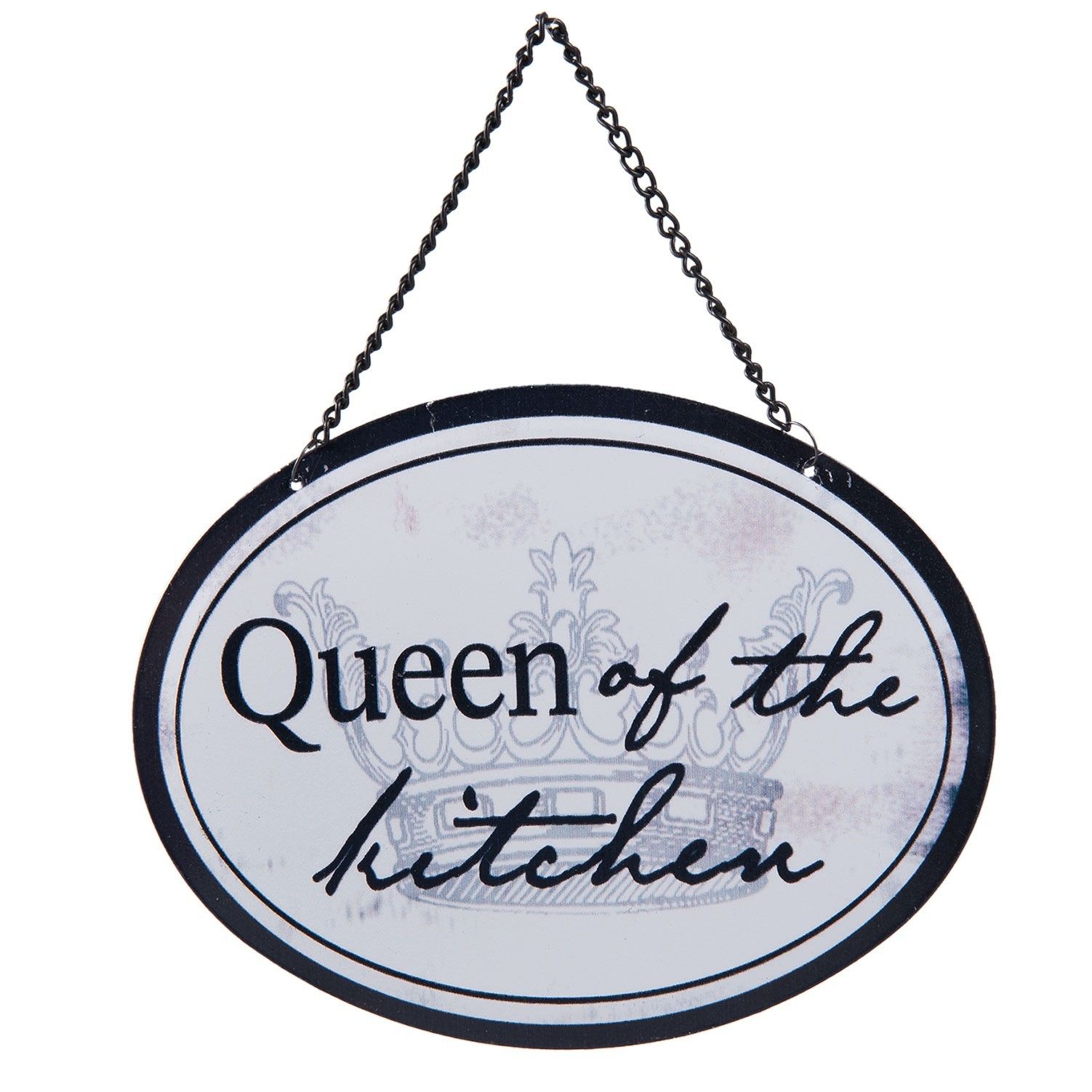 Závěsná kovová cedulka Queen of the kitchen - 17*13 cm Clayre & Eef - LaHome - vintage dekorace
