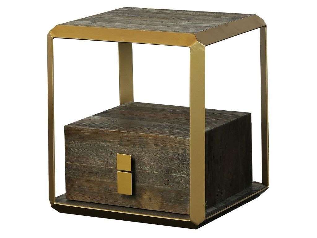 Kovovo-dřevěný odkládací stolek Avenue - 55*55*60cm - LaHome - vintage dekorace