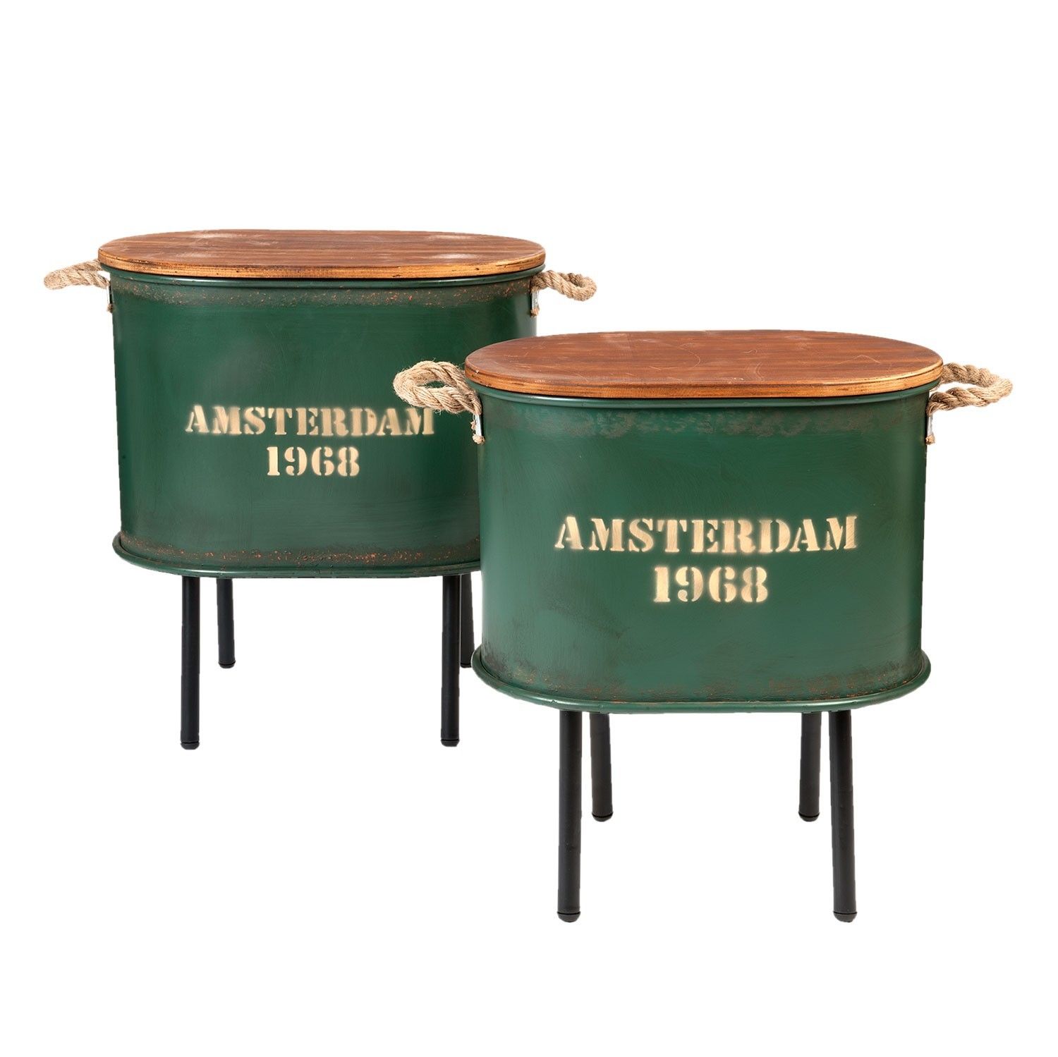 Set odkládacích stolků Amsterdam zelený Clayre & Eef - LaHome - vintage dekorace