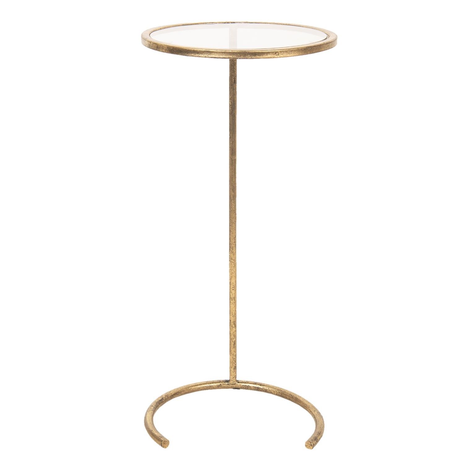 Zlatý kovový odkládací stolek - Ø 30*66 cm Clayre & Eef - LaHome - vintage dekorace