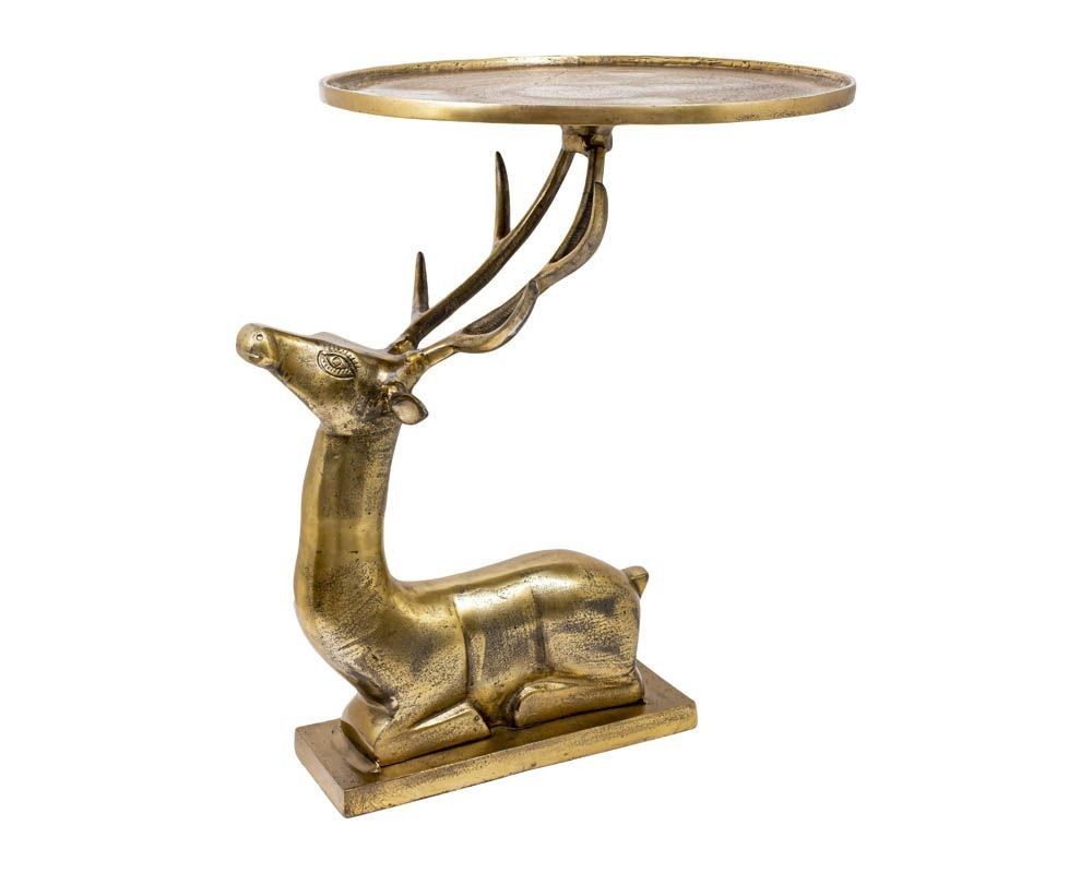 Zlatý kovový odkládací stolek Jelen - 56*50*67cm - LaHome - vintage dekorace