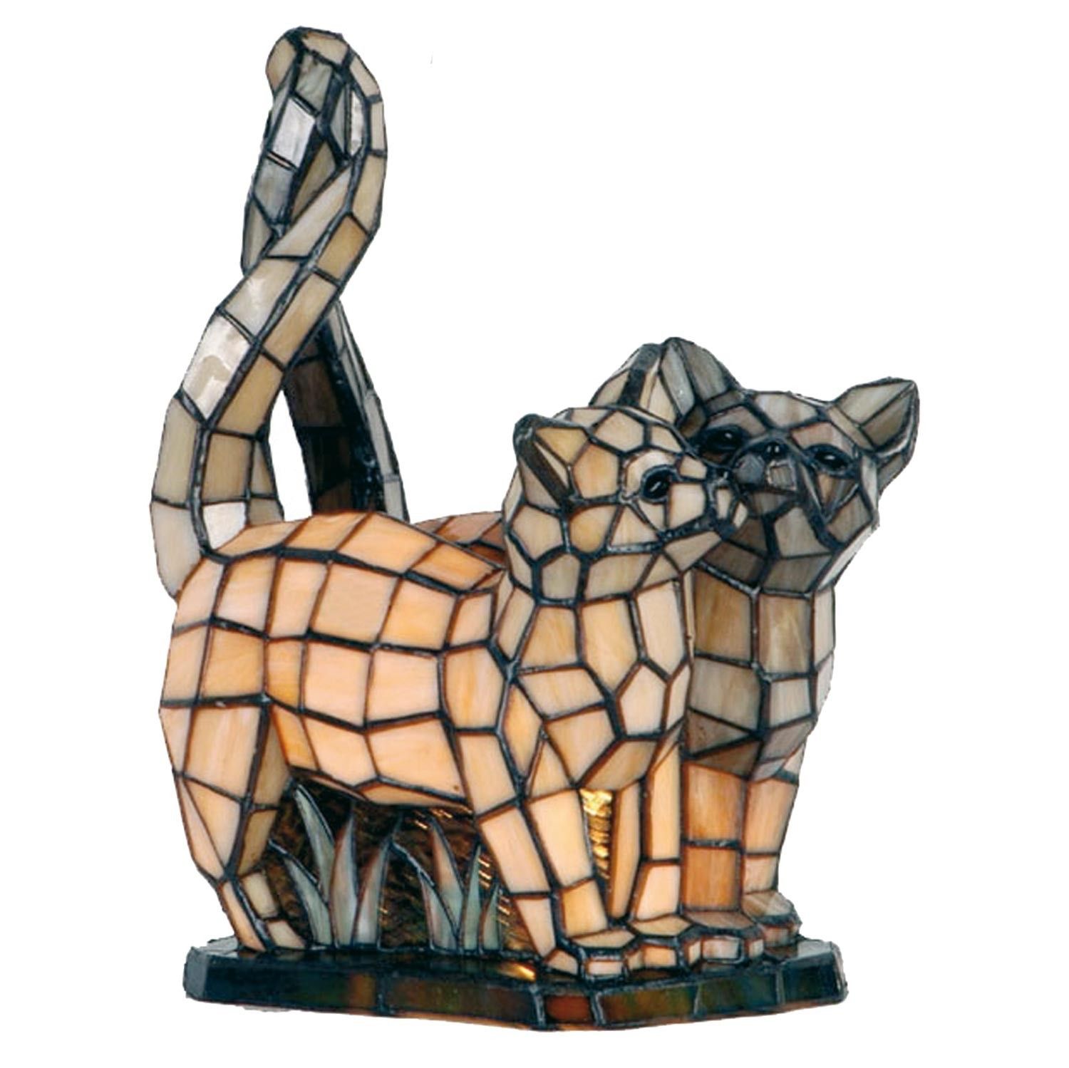 Dekorativní lampa Tiffany kočky - 36*28 cm 1x E14 / max 40w Clayre & Eef - LaHome - vintage dekorace