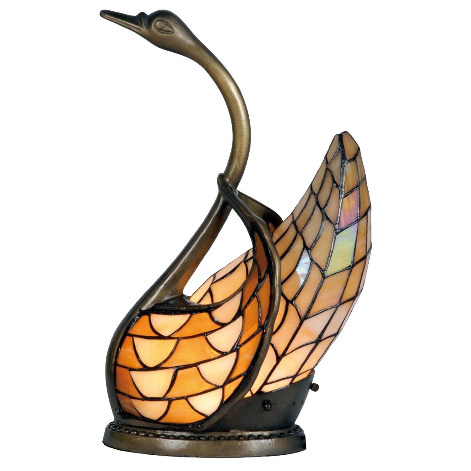 Dekorativní lampa Tiffany labuť - 30*20*45 cm 1x E14 / Max 40W Clayre & Eef - LaHome - vintage dekorace