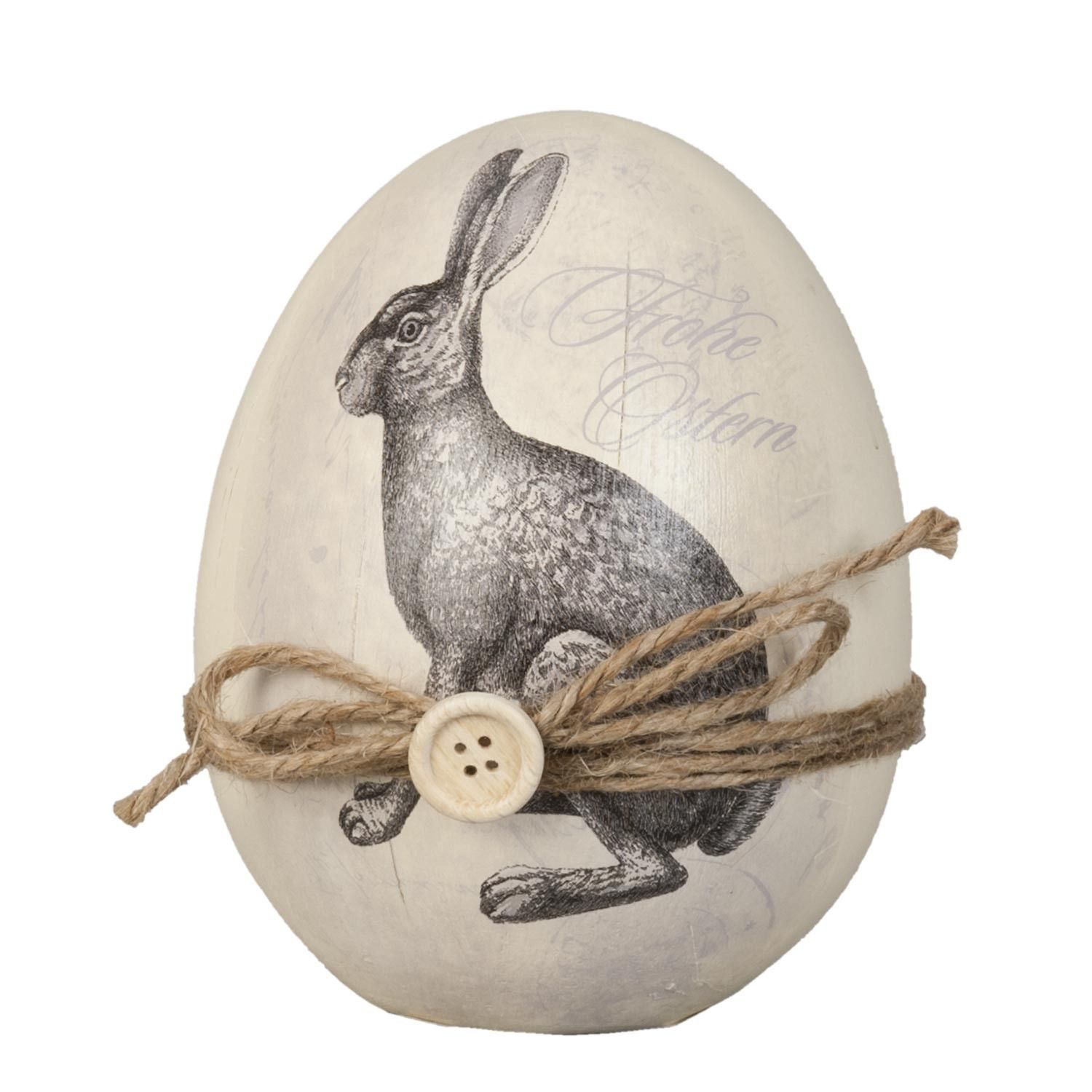 Dekorační vajíčko s motivem zajíce a mašličkou - Ø 12*14 cm Clayre & Eef - LaHome - vintage dekorace