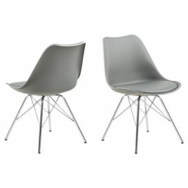 Dkton Designová židle Nasia světle šedá chromová