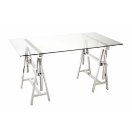Psací stůl Steel Silver se skleněnou deskou - 150 * 80 * 78 cm J-Line by Jolipa