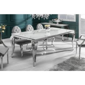 LuxD Designový jídelní stůl Rococo 180 cm stříbrný - mramor  - Skladem