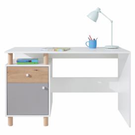 Dětský psací stůl Faro, bílý lux/dub artisan/šedá