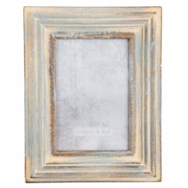 Dřevěný fotorámeček s modrou patinou - 17*2*22 cm / 10*15 cm Clayre & Eef LaHome - vintage dekorace