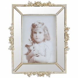 Fotorámeček s růžičkami a zrcátky - 21*3*26 cm / 13*18 cm Clayre & Eef LaHome - vintage dekorace