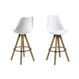 Dkton Designová barová stolička Nascha bílá-přírodní