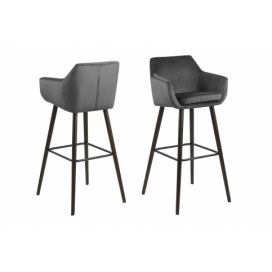 Dkton Designová barová židle Almond tmavě šedá / tmavohnědá