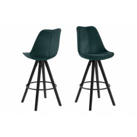 Dkton Designová barová židle Nascha lahvově zelená-černá