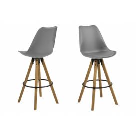 Dkton Designová barová židle Nascha šedá-přírodní