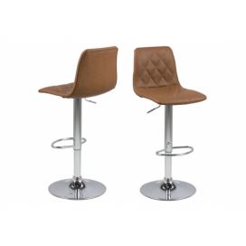 Dkton Designová barová židle Nashota světle hnědá-chromová