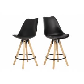 Dkton Moderní designová barová židle Nascha černá-přírodní