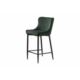 Furniria Designová barová židle Hallie zelený samet