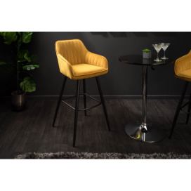 LuxD Designová barová židle Esmeralda hořčičný samet