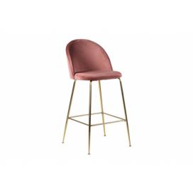 Norddan Designová barová židle Kristopher, růžová / mosaz