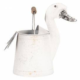 Bílá plechová dekorační konev kachna Duck- 31*16*27 cm Clayre & Eef